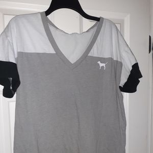 Gray,White and Black Pink shirt.